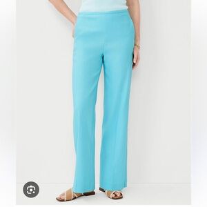Ann Taylor Linen Blend Side Zip Wide Leg Pants Sz 12